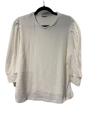 Women's Textured Crewneck Top in White
